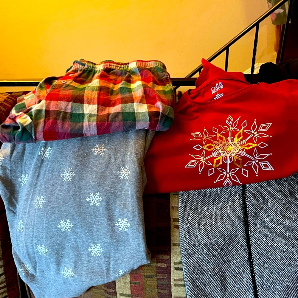 Bundle of 2 Ladies Winter Cozy Snowflake Tops,  size Large